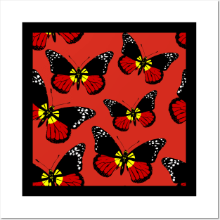 Aboriginal Australia Flag of Butterfly Hope Representing Freedom and Indegenious Australians Posters and Art